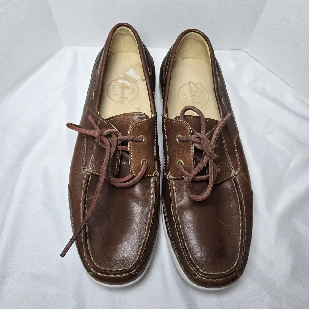 Clarks‎ Leather Docksider Shoes Brown Mens 11M Boat Preppy Nautical Top Sider
